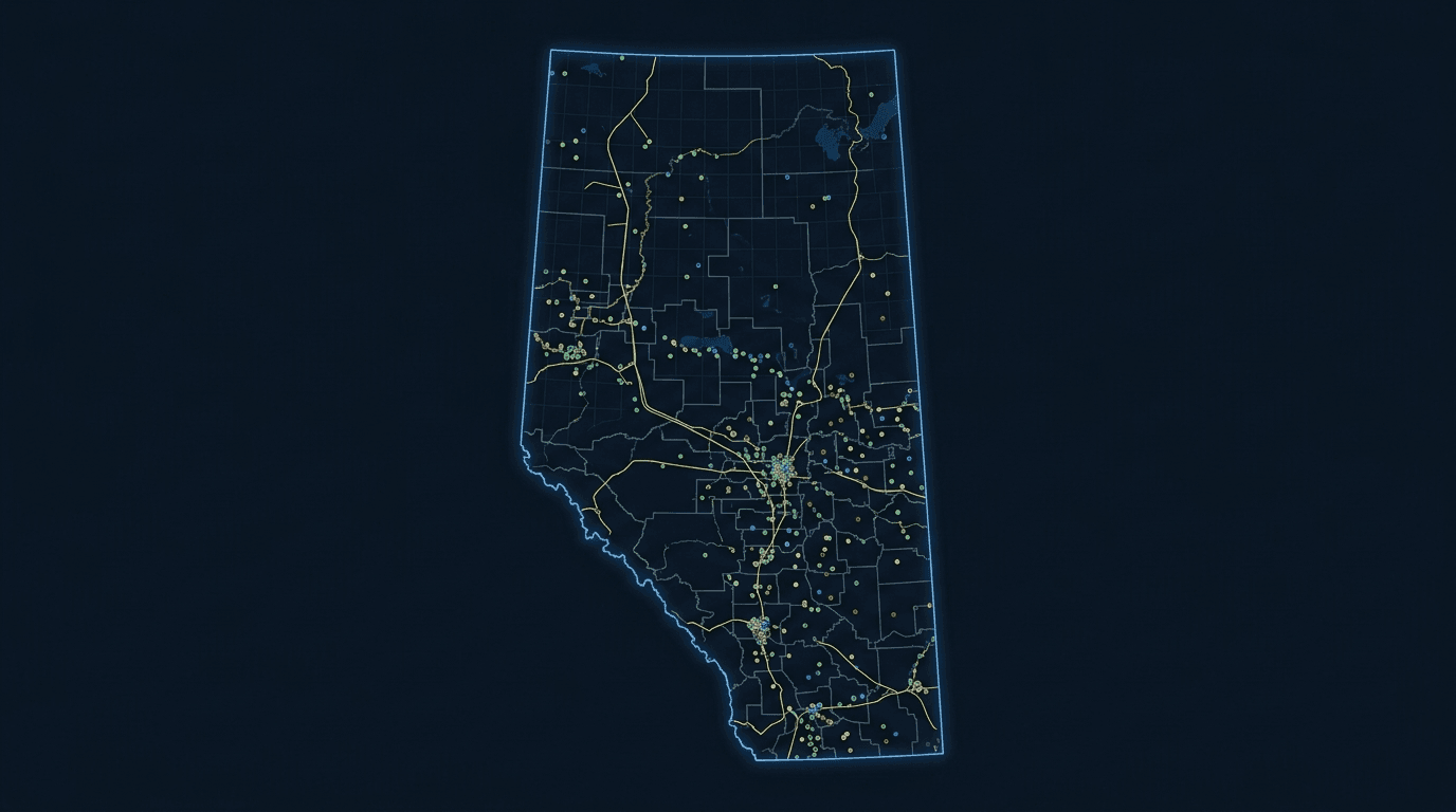 Alberta oilfield well map visualization